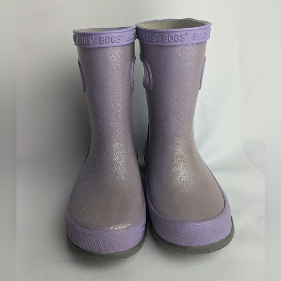 BOGS Rainboots For Kids Size 8 Purple With Glitter - Picture 2 of 9
